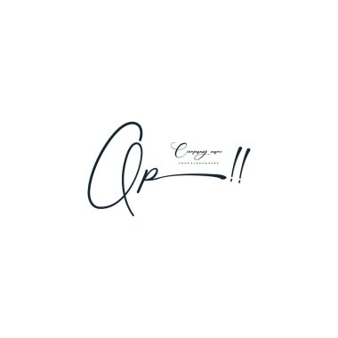 QP harfi kaligrafik asgari monogram biçim vektör logosu