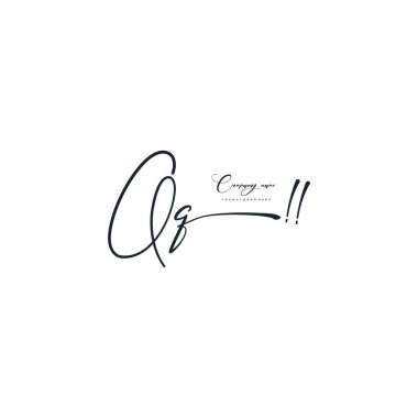 QQ harfi kaligrafik asgari monogram biçim vektör logosu