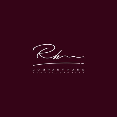 RH ilk el yazısı logo şablonu vektörü. imza logosu kavramı