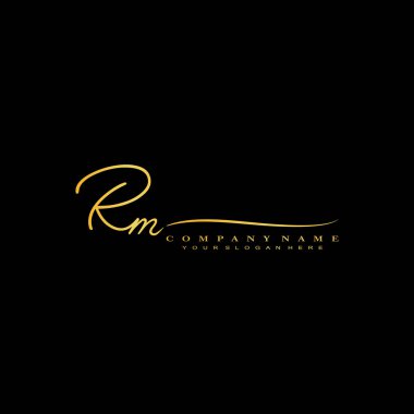 RM initial letter handwriting and signature logo clipart