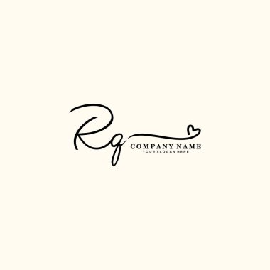 RQ initial handwriting logo template vector. signature logo concept clipart