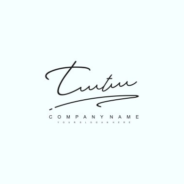 TT letter calligraphic Minimal monogram emblem style vector logo clipart