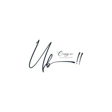 UB letter calligraphic Minimal monogram emblem style vector logo clipart