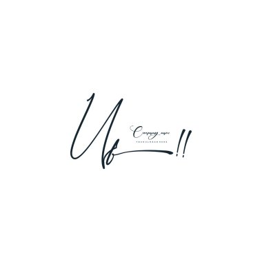 UF letter calligraphic Minimal monogram emblem style vector logo clipart