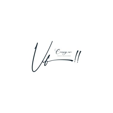 VF letter calligraphic Minimal monogram emblem style vector logo clipart