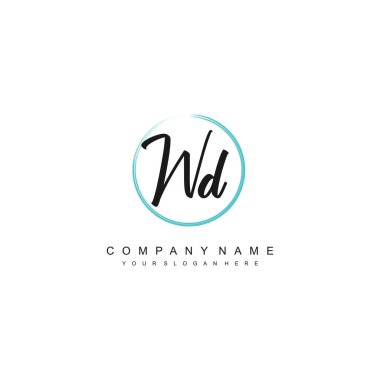 WD letter calligraphic Minimal monogram emblem style vector logo clipart