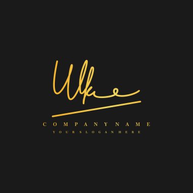 WK initial handwriting logo template vector. signature logo concept clipart