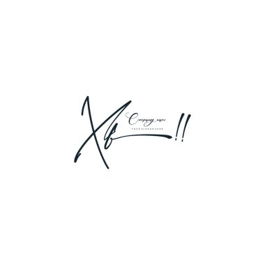 XF letter calligraphic Minimal monogram emblem style vector logo clipart