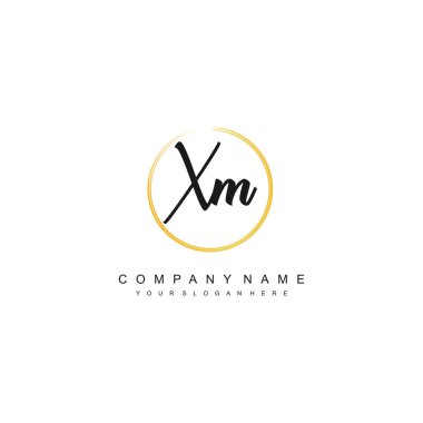 XM harfi kaligrafik asgari monogram biçim vektör logosu