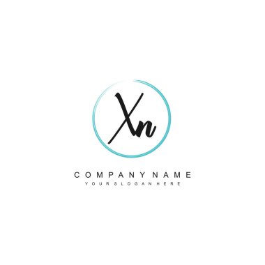 XN letter calligraphic Minimal monogram emblem style vector logo clipart