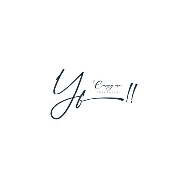 YF letter calligraphic Minimal monogram emblem style vector logo clipart