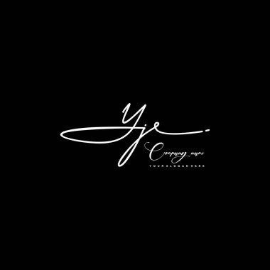 YJ initial handwriting logo template vector. signature logo concept clipart