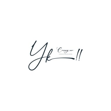 YK letter calligraphic Minimal monogram emblem style vector logo clipart