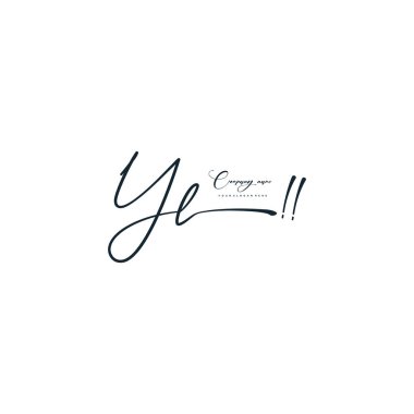 YL letter calligraphic Minimal monogram emblem style vector logo clipart