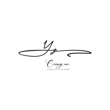 YZ initial letter handwriting and signature logo clipart