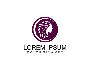 Altın gradyan amblemi olan kadın güzellik logosu şablonu