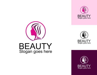 Güzellik logosu ve kuaför logosu tasarım şablonu