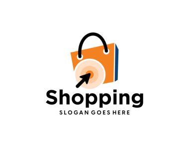 Dükkan logosu, Online Shop logosu şablonu, alışveriş çantası logo simgesi simgesi, dükkan logosu şablonu