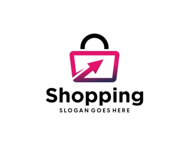 Çevrimiçi dükkan logosu, çiçek logosu ve alışveriş torbaları logo vektörü