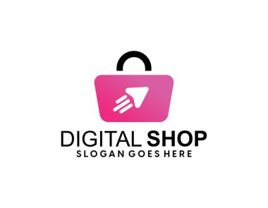 tıklama mağaza çanta hipster vintage logo vektör resimleme