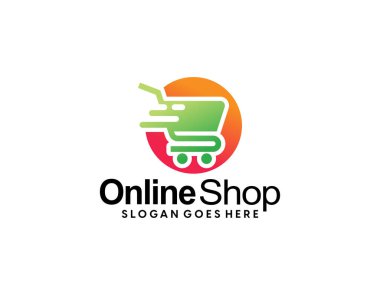 Çevrimiçi Dükkan Logosu. Happy Shop Logo tasarım vektörü