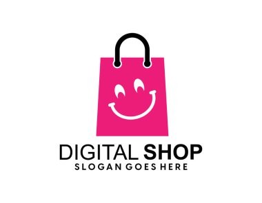 Yaratıcı modern eCommerce logo tasarımı, renkli gradyan çevrimiçi alışveriş çantası logo tasarımı şablonu