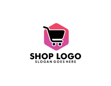 Logo işi, dükkan logosu tasarım şablonu. Alışveriş logosu tasarımı stoku 