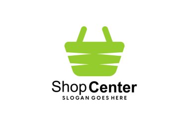 Sohbet balonlu market logosu. Çevrimiçi dükkan simgesi basit minimalist logo imza vektör illüstrasyonu