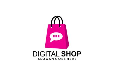 Dükkan logosu tasarımı, çanta siluetiyle yaratıcı alışveriş logosu tasarımı. çevrimiçi alışveriş logosu tasarımı illüstrasyonu