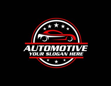 Otomatik yedek parça vektör logo şablonu. Otomobil araçları, anahtar, pistonlar ve teçhizat kombinasyonu.