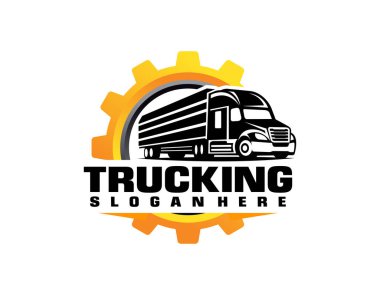 Bir kargo kamyonu kullanarak nakliye ve lojistik hakkında logo