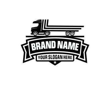 Siyah renkte büyük kamyon logo şablonu