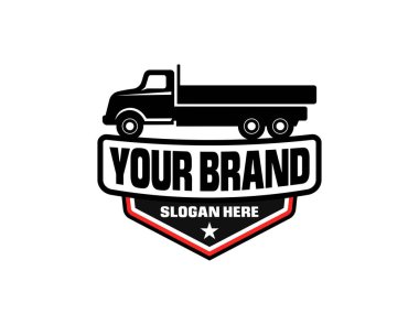 Premium taşımacılık şirketi logoyu hazırladı. 18 tekerlekli yarı kamyon logo taşıyıcısı. Taşımacılık ve taşımacılık sektöründe en iyisi