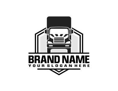 Kamyon nakliye lojistik logosu. Yarı kamyon çember amblemi hazır. Taşımacılık ve nakliye logosu için en iyisi.