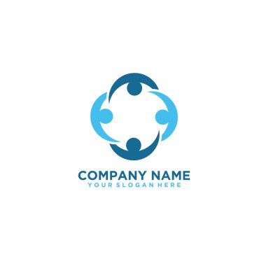 Kalp ve ilgili insanlar logosu. 3D tasarım tarzı basit, soyut, neşeli, kadınsı, genç ve organik..