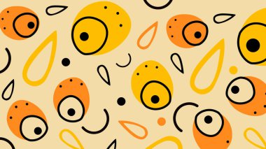 Yüzleri ve gözyaşlarını andıran minimalist turuncu ve sarı şekiller. Çarpıcı markalaşma için cesur modern tasarım.