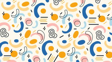 Tarafsız bir arkaplanda mavi, turuncu ve bej renkli anlamlı fırça şekilleri olan modern karalama tarzı tasarım. Yaratıcı görseller ve dijital içerik için dinamik ve trend.