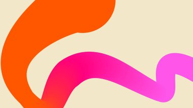 Açık krem zemin üzerinde koyu turuncu ve pembe kıvrımlı elementler, kompozisyon ve arkaplan tasarımında modern bir kenar sağlar..