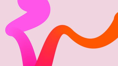 Kavisli turuncu ve pembe vuruşlar, yaratıcı tasarımlar ve sanatsal medya için uygun yumuşak pembe üzerinde akışkan bir kompozisyon oluşturur..