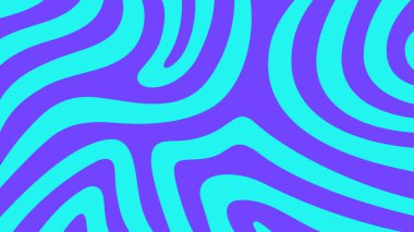 Dinamik akış ve hareketle koyu mor bir arkaplan üzerine biçimlendirilmiş Cyan soyut çizgileri.