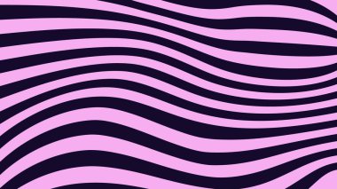 Yumuşak mor bir taban üzerinde dalgalı siyah çizgiler cesur ve çağdaş bir özet oluşturur..