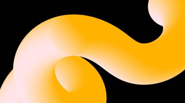 Parlak sarı tüp şeklinde organik akış, siyaha yerleştirilmiş. Teknoloji, hareket grafikleri ve yazı işleri için harika..