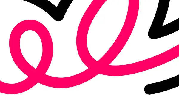 Yaratıcı soyut döngüler beyaz ve siyah vuruşlar üzerinde parlak pembe ile, yüksek görsel kontrast ile oyuncu ve şık bir tasarım oluşturur..