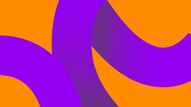Canlı turuncu üzerinde geniş mor kavisli kalın soyut tasarım. Yaratıcı görsel markalaşma ve modern illüstrasyon kullanımı için tasarlandı..