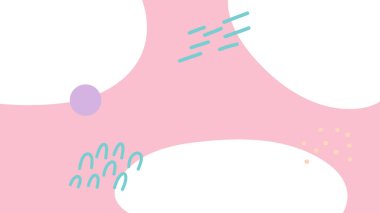 Kalın beyaz kıvrımlı, yeşil ve mor noktalı soyut pembe arkaplan ve hafif dekoratif vuruşlar. Oyuncu ve yumuşak grafik kullanımı için ideal.