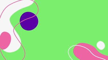 Pembe, mor ve beyaz soyut organik formlarla geliştirilmiş yumuşak yeşil taban modern ve canlı tasarım projeleri için uygundur..