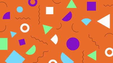 Memphis geometrik eğlencesinin yer aldığı canlı ve dinamik soyut çizimler. Modern tasarım projeleri, web ve dijital sanat için ideal. Tekrarlayan ögeler yok.