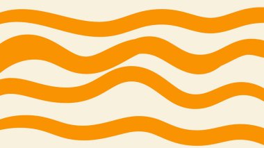 Krem arka planda dikey olarak dizilmiş küçük yuvarlak turuncu şekiller eski oyuncu tarzıyla.