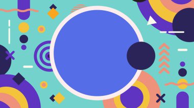 Dairesel çerçeveli ve oyuncu unsurlu soyut turkuaz zemin. Promosyonlar, davetler veya moda görsel içerik için ideal.