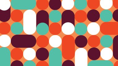 Cesur, yuvarlak vektör şekilleri serpiştirilmiş modern soyut illüstrasyon.